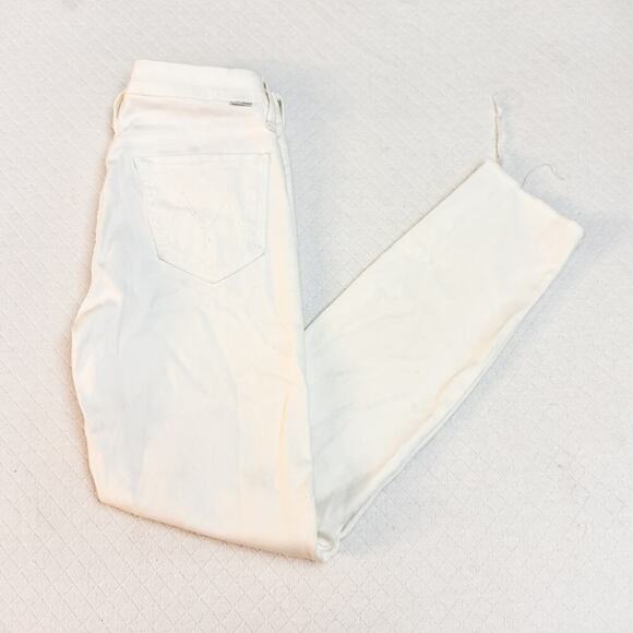 Mother Looker Ankle Fray Glass Slipper White Denim Jeans Size 25 - Picture 10 of 10